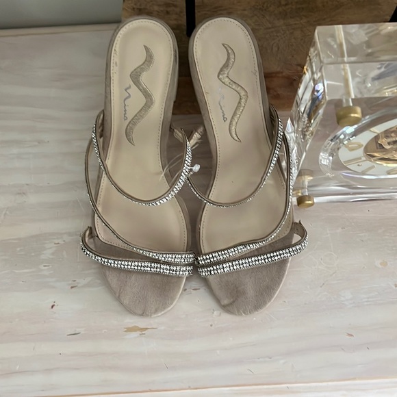 Block Heel Rhinestone strap suade sandal by Nina - Picture 3 of 12